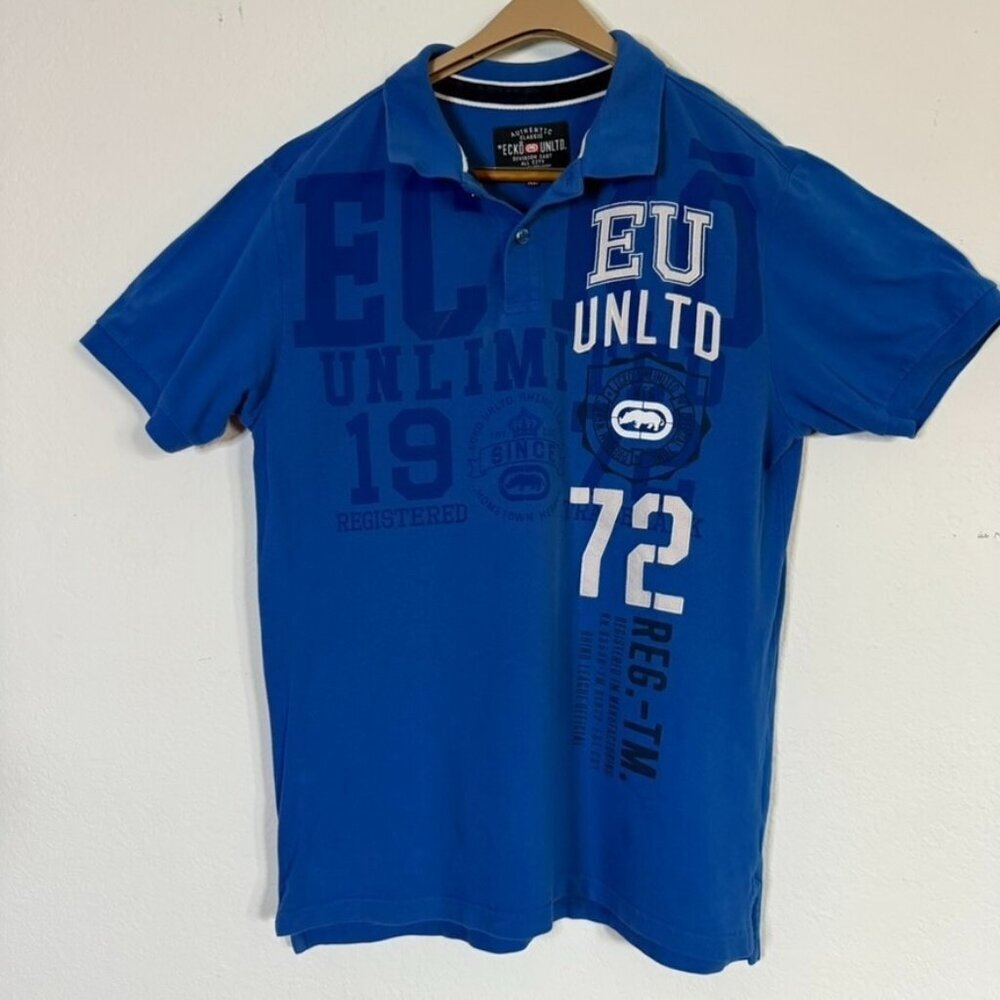 ECKO Unltd. Mens Polo Shirt Blue‎ Short Sleeve XL Sporty Cool